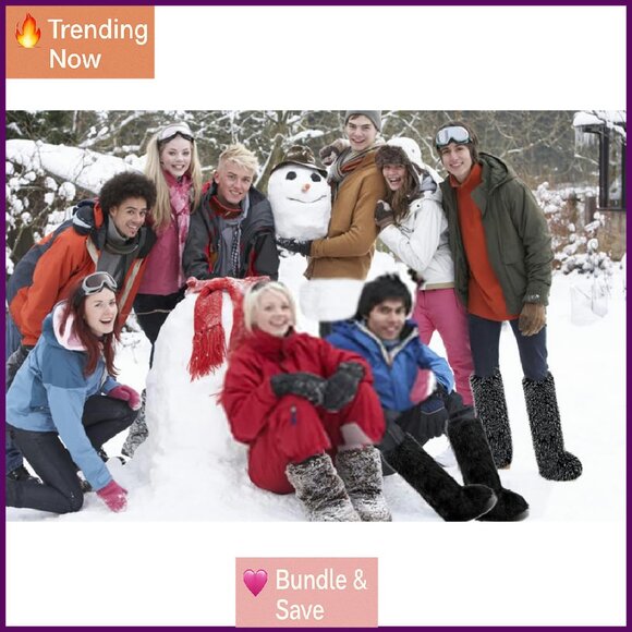 Women's Knee High Faux Fur Boots Winter Flat Snow Boots Warm Fuzzy - Picture 4 of 8